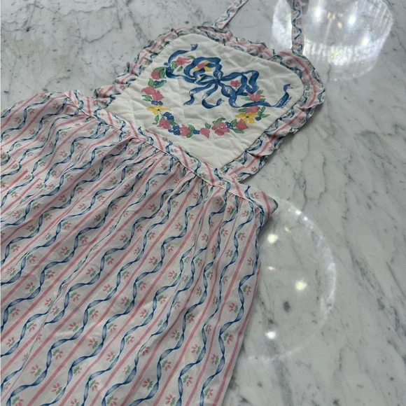 EXCELLENT Vintage 1980s Apron Kitchen T&CL Baking Cooking Pink Blue RARE - Picture 3 of 6